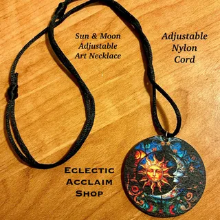 Photo of Sun and Moon Necklace,Adjustable Necklace,Celestial Jewelry,Mens jewlery,womens jewelry,unisex jewelry,gothic,art pendant,spiritual necklace