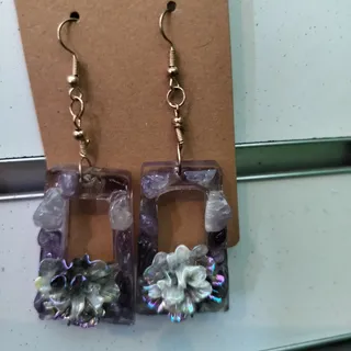 Photo of Amethyst Rose Dangle Earrings