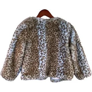 Photo of KIDPIK Leopard Print Blue and Brown Faux Fur Soft Jacket/Coat Girls Medium