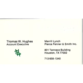 Photo of Merrill Lynch Thomas W. Hughes Houston Texas Vintage Business Card Sb4-B1