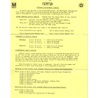 Photo of 1976 Washington DC Metrobus Bicentennial Service Travel Info Leaflet TF4-BC