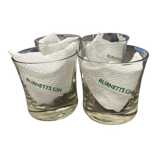 Photo of Burnett's Gin Rocks Glass Green and White Set Of 4