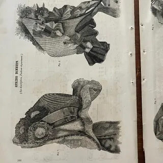 Photo of 1861 Spring Bonnets Fashion Engraving Print Godey's Lady's Book D4-4