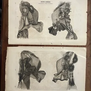 Photo of 1861 Spring Bonnets Fashion Engraving Print Godey's Lady's Book D4-4