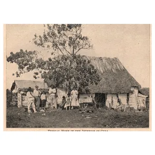 Photo of Typical Home in the Interior of Cuba 3.5x5" Original Engraving 1899 AK5-H7