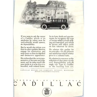 Photo of c1920 Harper's Magazine Ad - Cadillac Motor Car Company Detroit MI TF6-1