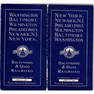 Photo of 1930 B&O RR NY Newark Philadelphia Wilmington Baltimore Washington Timetable