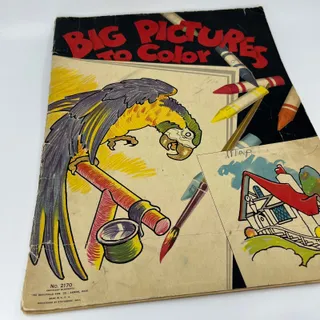 Photo of Vintage 1938 Jumbo Coloring Book Big Pictures To Color Akron Ohio TB4