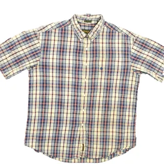 Photo of Timberland Men's XL Button Shirt Short Sleeve Plaid Multicolor Weathergear Rugge