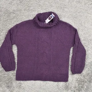 Photo of NEW Seven 7 Women's Size S Pullover Sweater Knit Chanille Purple Long Sleeve Pol
