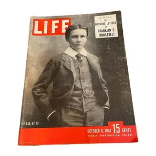 Photo of Life Magazine October 6, 1947 Young Franklin Roosevelt