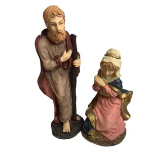 Photo of Nativity Resin Figurine Christmas Mary Kneeling Joseph 4 Inch