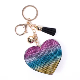 Photo of Bling Crystal Rhinestone Rainbow Heart Keychain