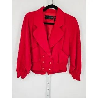 Photo of August Silk Women's Red Long Sleeve Button Front V-Neck Silk Jacket Size S