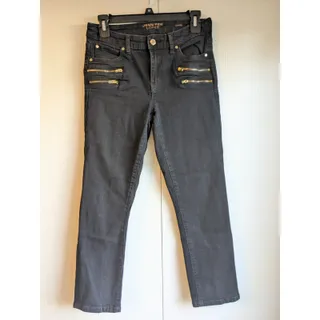 Photo of 2000s Jennifer Lopez Womens Sz 4 Skinny Jean Capris Black w/ Gold Zippers Moto