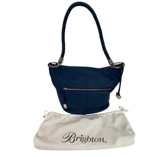 Photo of Brighton Your Bag Beck Organizer Blue Pebbled Leather Bucket Purse