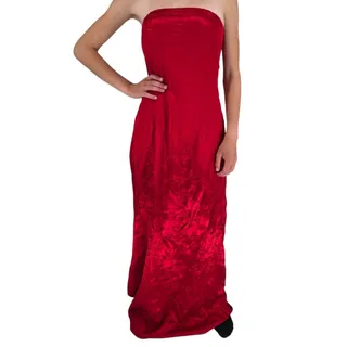 Photo of Vtg Y2K JESSICA MCCLINTOCK Gunne Sax Red Satin Formal Maxi Gown Prom 4 NEW