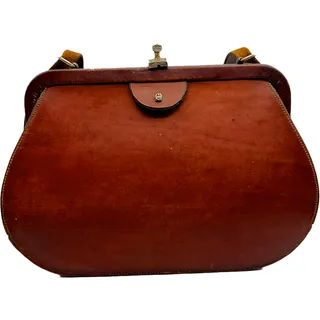 Photo of Vintage Etienne Aigner Handmade Leather Structured Frame Handbag Crossbody Purse