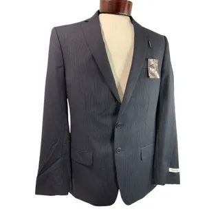 Photo of 40R Calvin Klein Mens Slim Fit New Sport Coat Jacket Navy Blue Pinstripe Wool