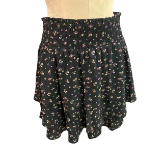 Photo of Medium Socialite Mini Skirt Black Floral Tiered Pull On
