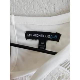 Photo of My Michelle Girls Sz 16 (XL) Above Knee Long Sleeve Ivory Lace Formal Dress