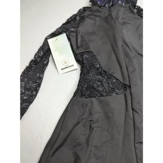 Photo of Alexandra Girls Sz 10 Long Sleeve Dance Leotard Purple Black Lace
