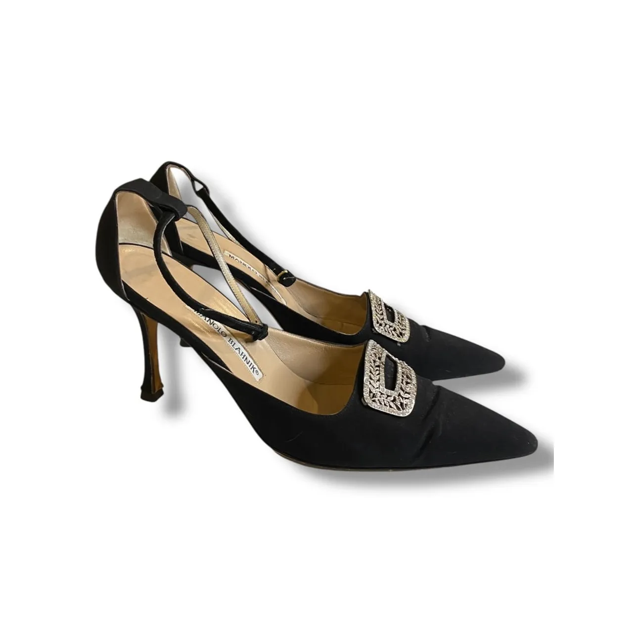 Size 39.5 Manolo Blahnik Vintage Black Rhinestone Buckle Size 39.5 Manolo Blahnik Vintage Black Rhinestone Buckle