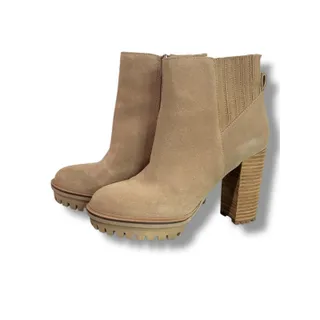 Photo of Size 6M Vince Camuto Womens Heeled Booties Truffle Taupe Suede Ernessa