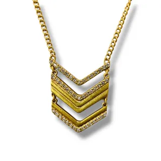 Photo of Vintage J.Crew Chevron Goldtone Rhinestone Necklace Art Deco Style 