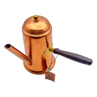 Photo of Vintage Colonial Copper & Brass Ware 4-Piece Kettle w/Lid Creamer and Sugar Bowl