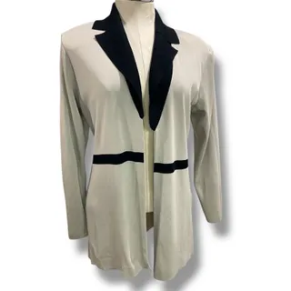 Photo of Medium exclusively Misook Tan Black Jacket Lapels Lagenlook