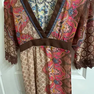 Photo of Flying Tomato Boho Paisley Surplice V-Neck Dress - Size S