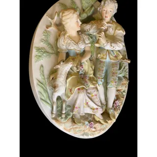 Photo of Vintage Arnart Creation Victorian Couple Porcelain Wall Art Hanging Decor