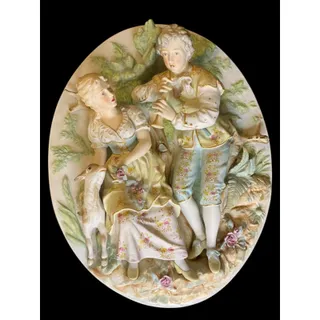 Photo of Vintage Arnart Creation Victorian Couple Porcelain Wall Art Hanging Decor