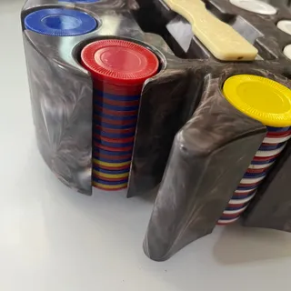 Photo of Vintage Marble Bakelite Spade Shaped Poker Chip Spinning Caddy Card Holder CTG2