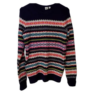 Photo of Gap Fair Isle Lovely Multicolor Stripe Crewneck Sweater Women's Small T
