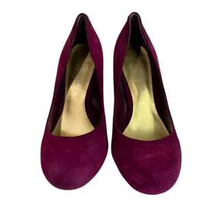 Photo of Size 7.5 Jessica Simpson Womens Oscar Purple Faux Suede Heels Gold Flaws