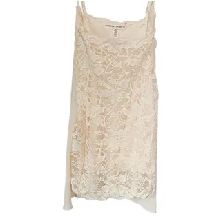 Photo of Vintage 90s Victoria's Secret Cream 2-Piece Layered Babydoll Lingerie Medium NWT