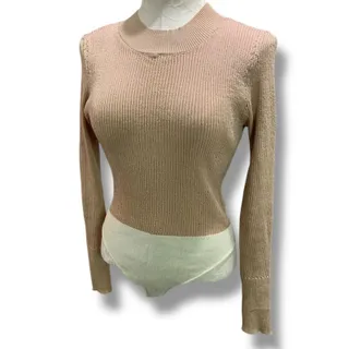 Photo of Medium Intimately Free People Bodysuit Womens Sweater Metallic Mockneck