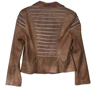 Photo of Frank Lyman Montreal Faux Suede Beige/Gold Moto Jacket (213184U) Women's Large