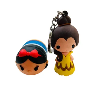 Photo of Set of 2 Disney Tsum Tsum Belle Snow White Vinyl Figure Keychain Key Rings 2.25"