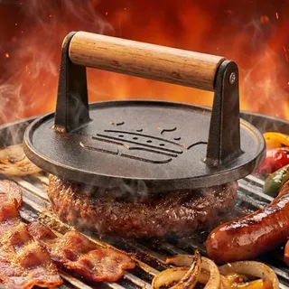 Photo of Smash Burger Press 6.5”, Cast Iron Flat Round Edge Press