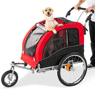 Photo of 2-in-1 Dog Bike Trailer, Pet Stroller Bicycle Carrier