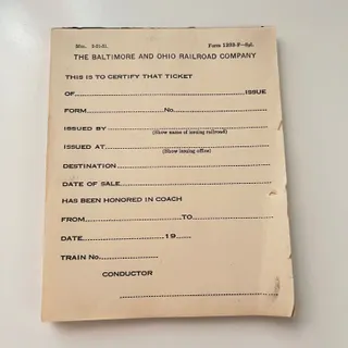 Photo of 1951 Baltimore & Ohio Railroad B&O RR Form 1233-F-Spl Blank Pad TK3