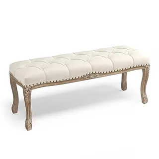 Photo of French Vintage Tufted Bench, 45.2″