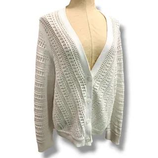Photo of Size XL Talbots Womens White Loose Knit Cardigan Sweater Cotton Blend