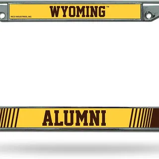 Photo of University of Wyoming Cowboys Metal License Plate Frame Chrome Tag Cover Alumni Design 6x12 Inch