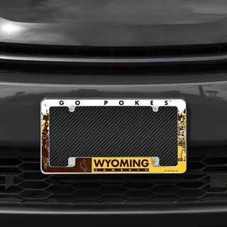 Photo of Rico Industries NCAA Wyoming Cowboys Primary 12" x 6" Chrome All Over Automotive License Plate Frame for Car/Truck/SUV