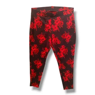 Photo of Size 3X Torrid Rose Print Womens Leggings Black Red Soft Knit