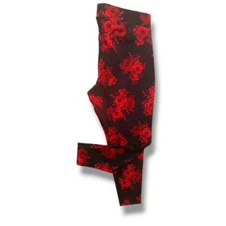 Photo of Size 3X Torrid Rose Print Womens Leggings Black Red Soft Knit